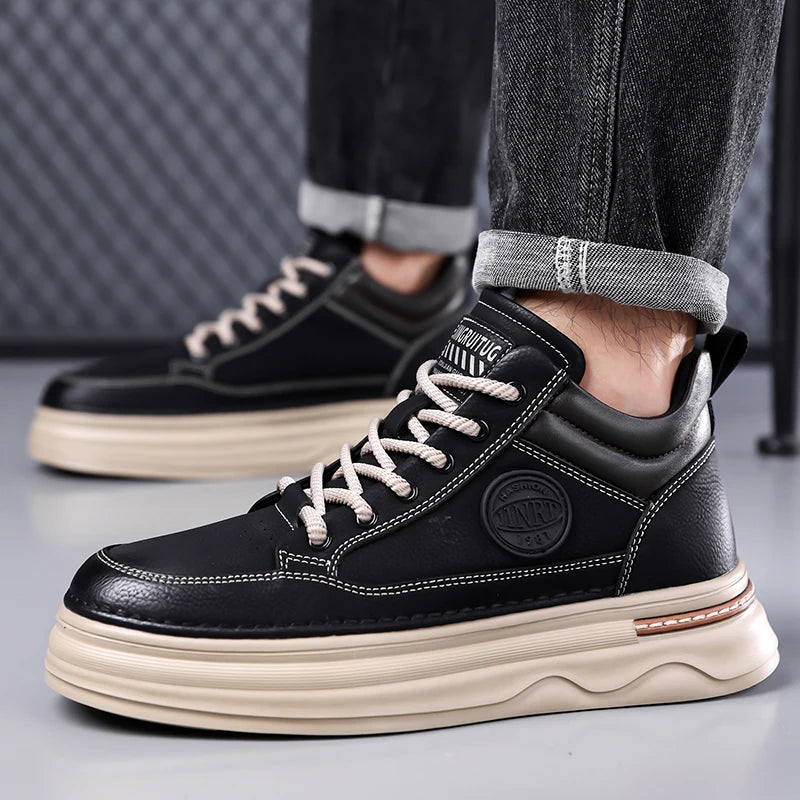 High Quality Mens Casual Leather Thick Bottom Oxford Shoes Fashion Outdoor Flat Top Quality Oxford Shoes Handmade Walking Shoes