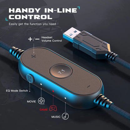 Cuffie gaming RGB FIFINE con microfono – cuffie cablate over-ear con suono surround 7.1 per PC, PS4 e PS5, con 3 modalità EQ