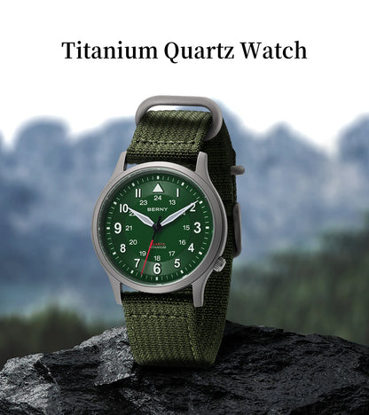 BERNY Titanium Watches for Men Super Luminous Sapphire Field Men's Watch Outdoor Quartz Wristwatch Lightweight 5ATM