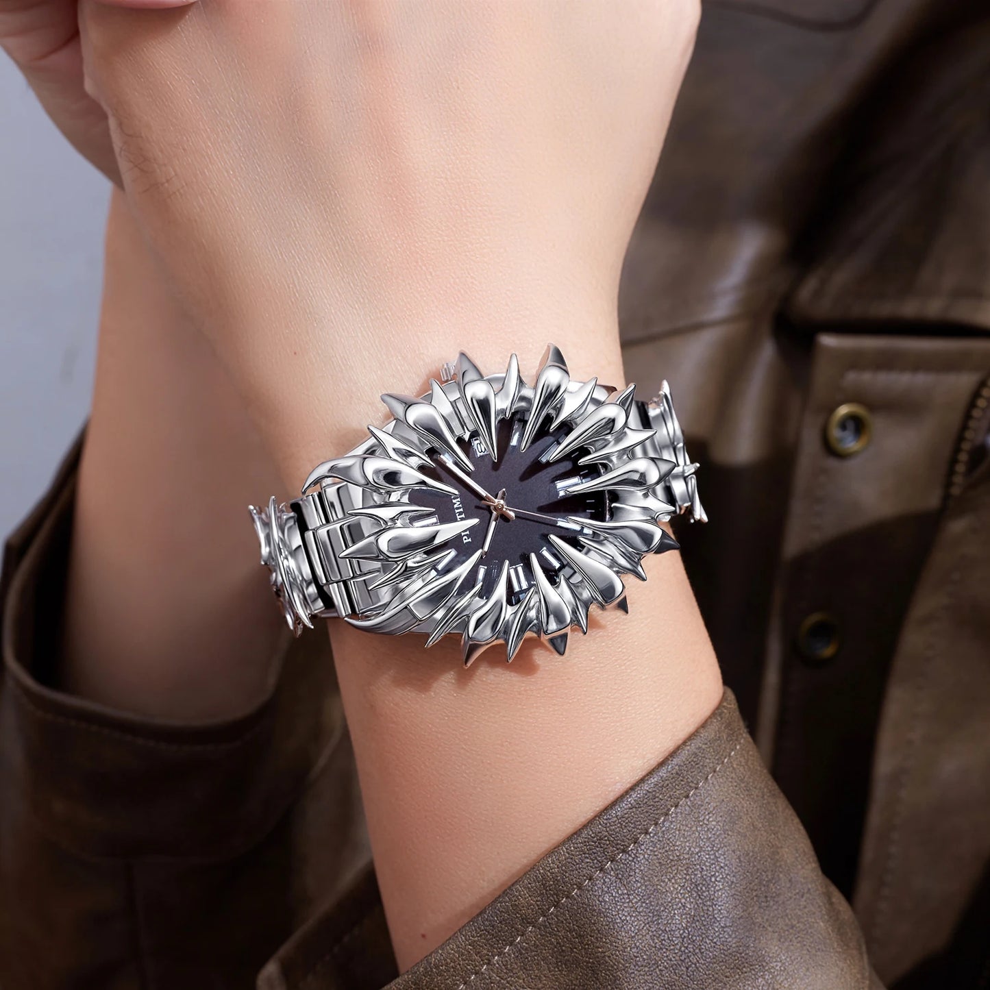 Special-shaped lightning dragon scale spike soldering watch design heavy industry trend Y2K Watches Quirky Quartz Wristwatches
