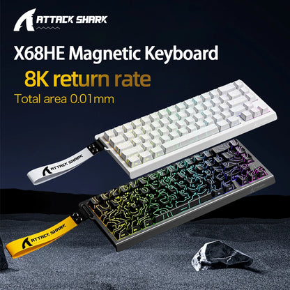 X68HE ATTACK SHARK Magnetic Gaming Keyboard Mechanical Wired for Pro Gaming 0.01mm Rapid Trigger 8000Hz SOCD/Rs 0.125ms 128K Rate