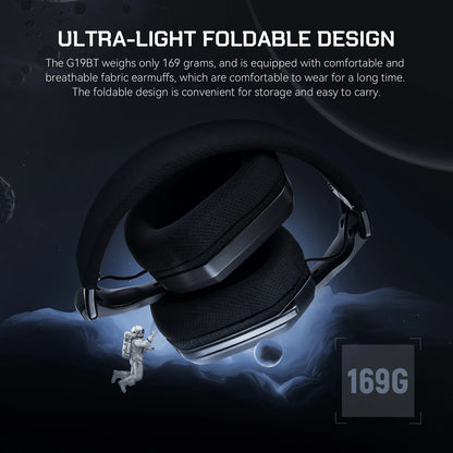 Auriculares gaming inalámbricos trimodo EKSA G19BT – Bluetooth 5.4, auriculares gaming 2.4GHz de baja latencia con micrófono para PC, PS5, Xbox
