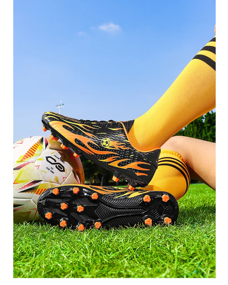 Chaussures de football professionnelles pour enfants, chaussures de foot pour hommes, basses, avec maintien de la cheville, sportives, pour jeunes, pour match et entraînement, antidérapantes, résistantes