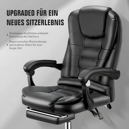 Ergonomic office chair with massage function, executive chair desk chair with armrests headrest footrest computer chair Black