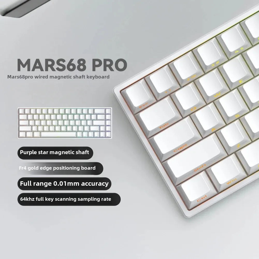 Mars 68 PRO magnetic axis mechanical keyboard gaming keyboard 0 dead zone plug and unplug RGB light wired wireless selectable