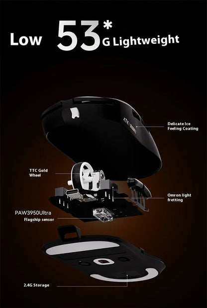 Mouse da gaming wireless ATK A9 Ultra Tri Mode 8K, 53g, ultraleggero, A9/A9 SE/A9 Plus/A9 Pro, mouse da gaming e-sport per PC, regalo personalizzato