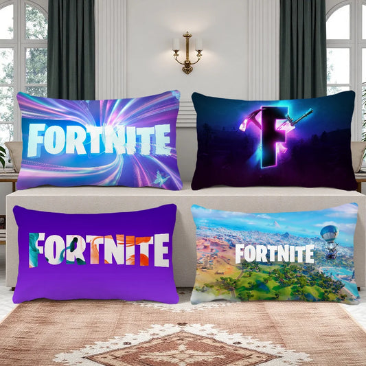 Capa de almofada retangular com logótipo do jogo F-FORTNITE — fronha estampada para cabeceira, sofá, quarto e decoração de casa