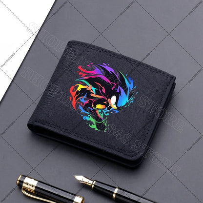 Sonics Mens Purses Men Wallets Cartoon Anime Graphic Print Cute Purse Portable Large Capacity Card Packs Birthday Party Gifts