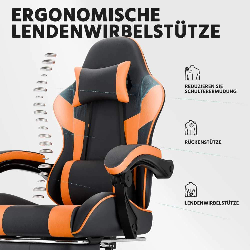 Gaming Chair Ergonomic Gaming Chair with Lumbar Support, Breathable Pu Leather Office Chair,Comfortable Computer Chair