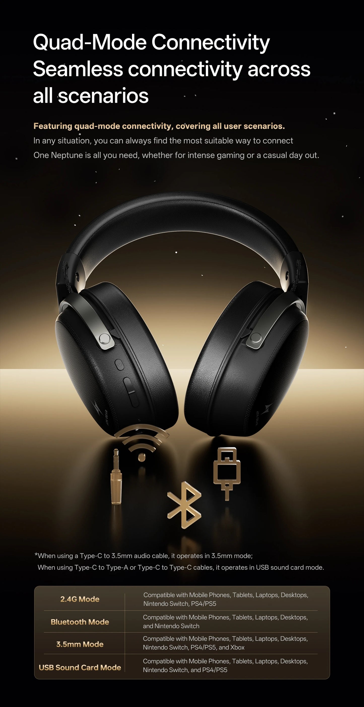 ATK N9 Pro Ultra Wireless Headset with Mic 7.1 sound Four Mode E-sports lightweight headphone Low latency noise reduction gift