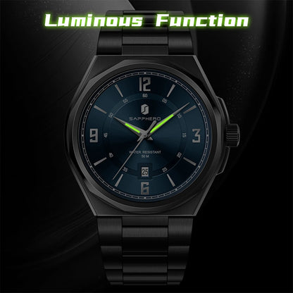 SAPPHERO Luxury Men's Watches Date Display Stainless Steel Watch Strap Men's Gifts Travel Essentials Waterproof Wristwatch
