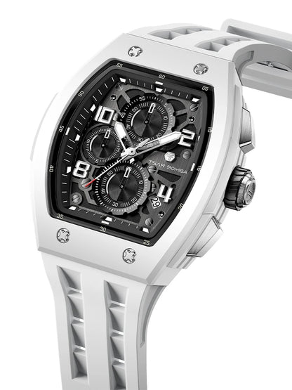 TSAR BOMBA Uhr für Herren, Luxusmarke, Tonneau-Design, wasserdichte Uhr, Edelstahl-Armbanduhr, modische rechteckige Herrenuhr