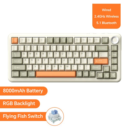 AJAZZ AK820 Pro Gaming Mechanical Keyboard Bluetooth 5.1 Wireless RGB Hot Swappable Gasket Keyboard with TFT Screen & Knob