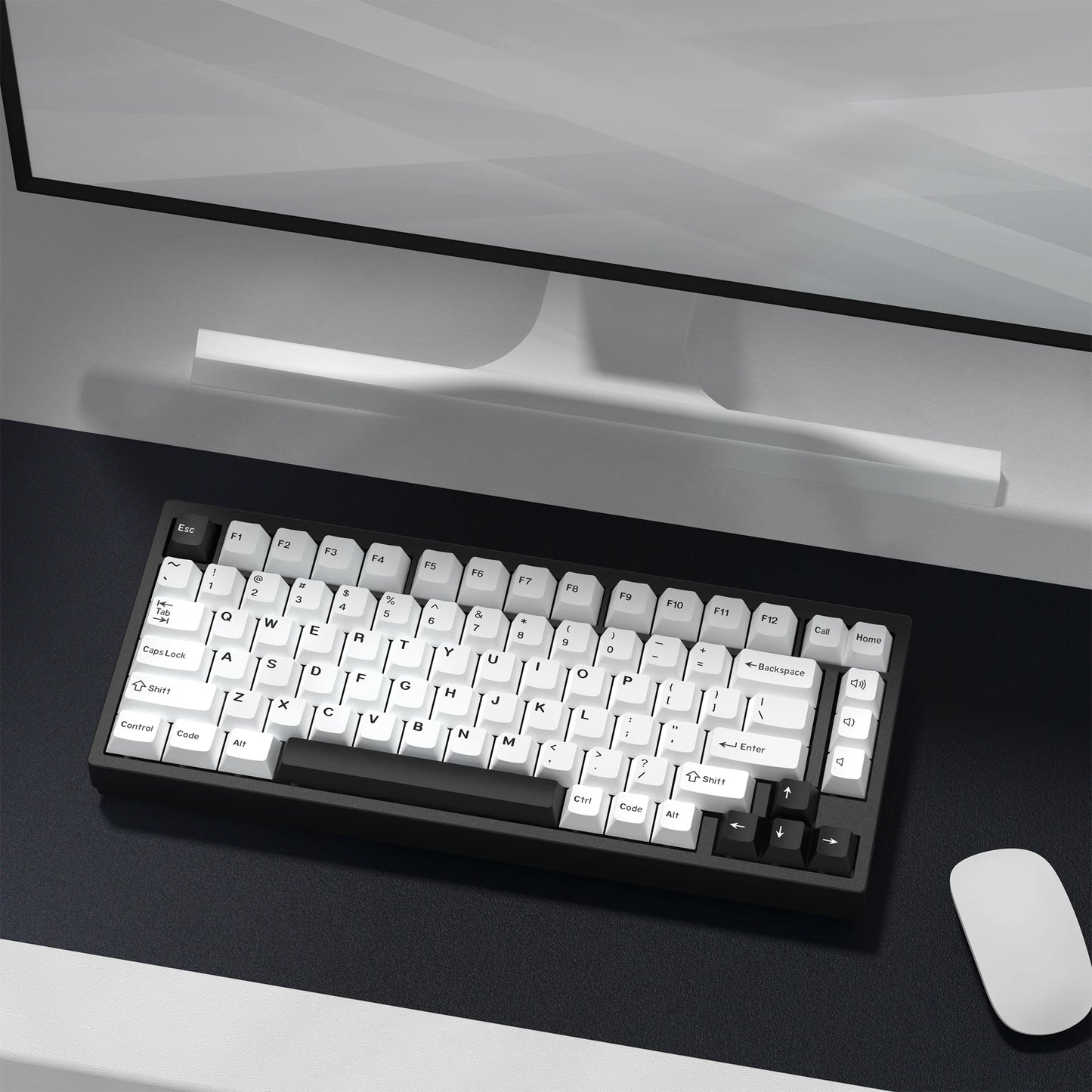 KBDiy GMK BOW Keycaps Cherry Profile Retro White And Black Double Shot PBT Keycap 7u for Mechanical Gaming Keyboard Key Caps Set