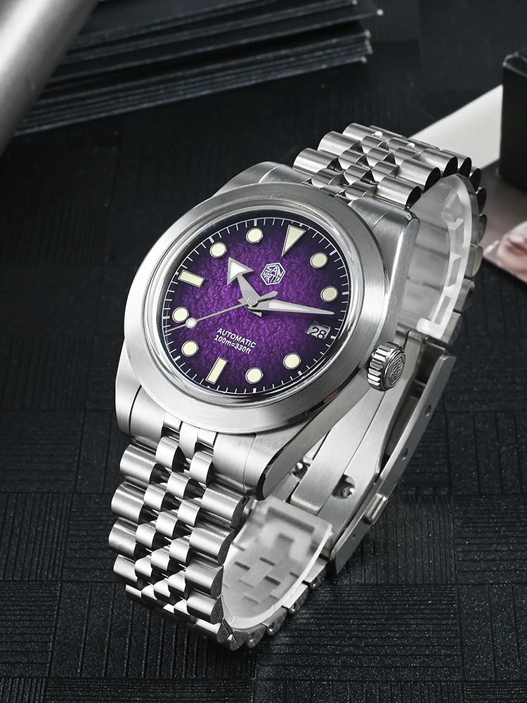 San Martin New 39mm Sport Watch Enamel Dial NH35 Automatic Mechanical Men Dress Watch Sapphire Waterproof 100m Luminous SN0053