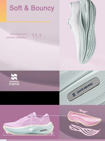 Li-Ning Women's YUEYING 5 Optimized Cushion Running Shoes with Wide Toe Box TEMPO BOUNCE Reflective LiNing Sneakers ARHW004