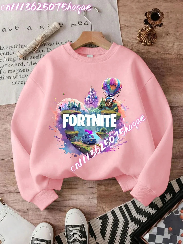 Fortnites Series Kinder-Sweatshirts, trendige Langarm-Pullover für Jungen und Mädchen, Herbst/Winter, Cartoon-Kinderkleidung, Geburtstagsgeschenke