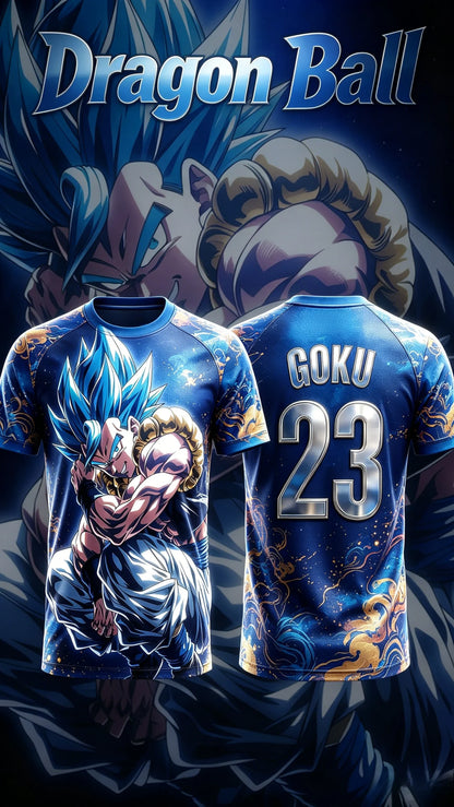 2026 Summer Dragon Ball Gogeta Blue 3D Print Jersey Men Breathable Outdoor Sports Anime Unisex Streetwear Causal Short Sleeve