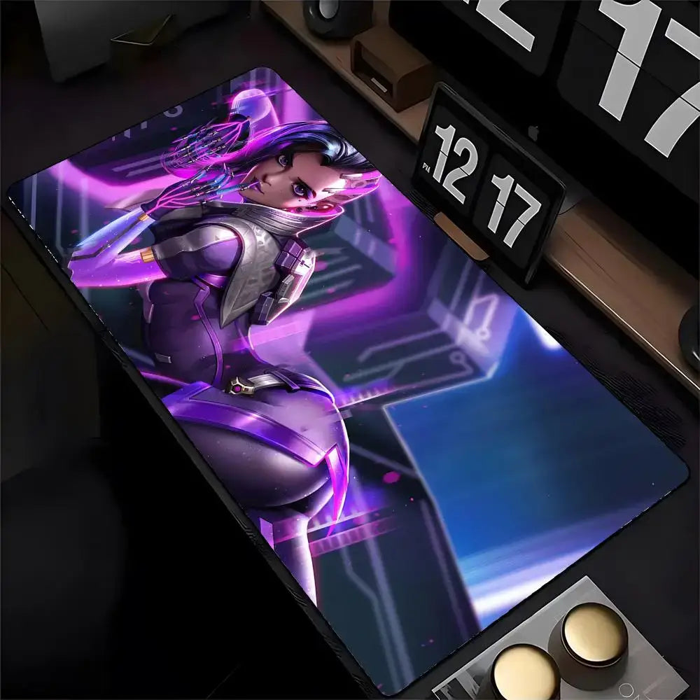 Mouse Pad Overwatch Genji, imprimare HD, pentru gameri pe computer, margine cusută, mouse pad antiderapant XXL90x40cm, suport pentru tastatură și birou PC