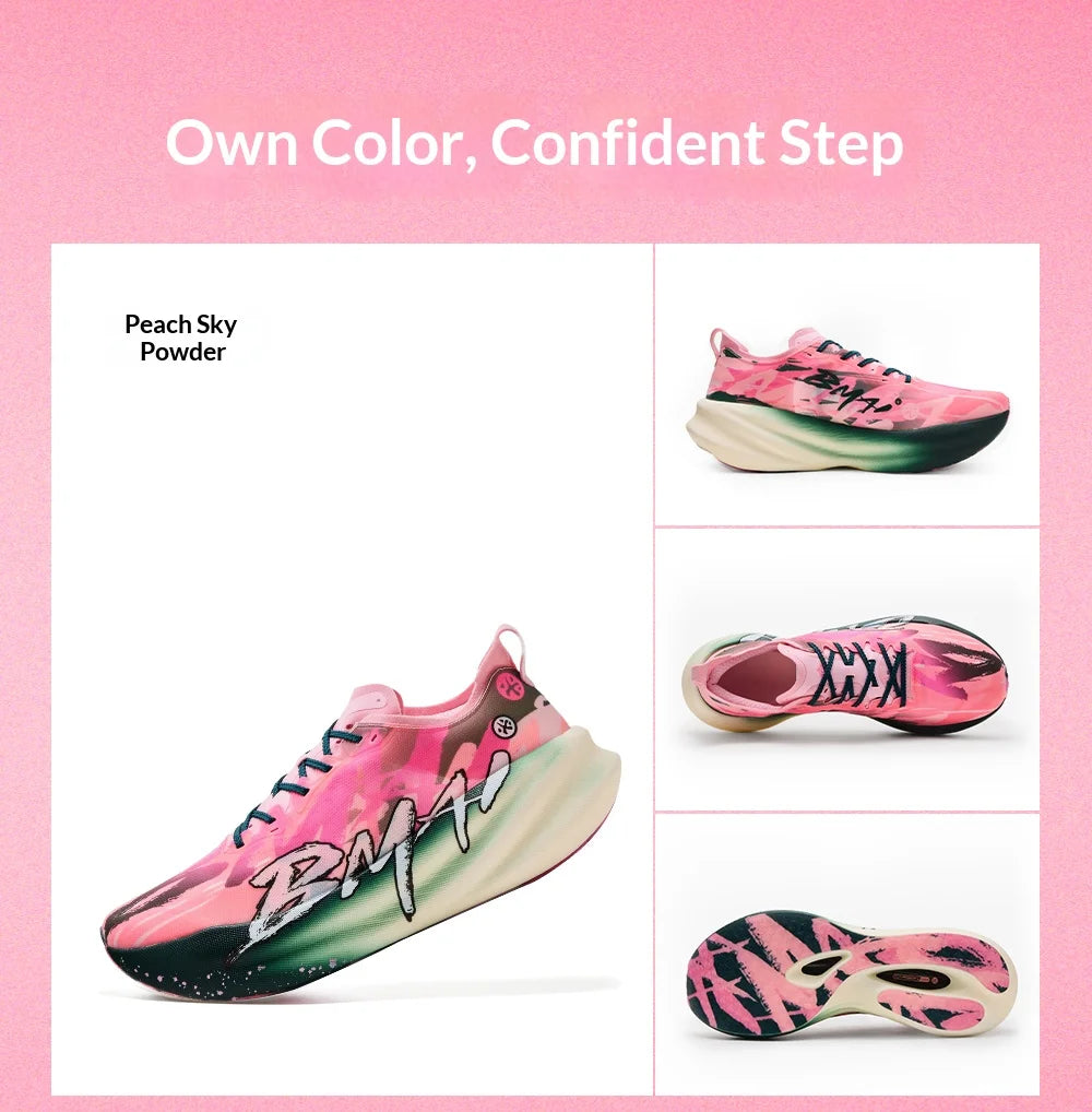 Chaussures de course à pied BMAI 42 km Marathon pour homme et femme – Baskets de luxe à semelle en carbone pour femme – Baskets amortissantes – Chaussures de sport respirantes pour homme