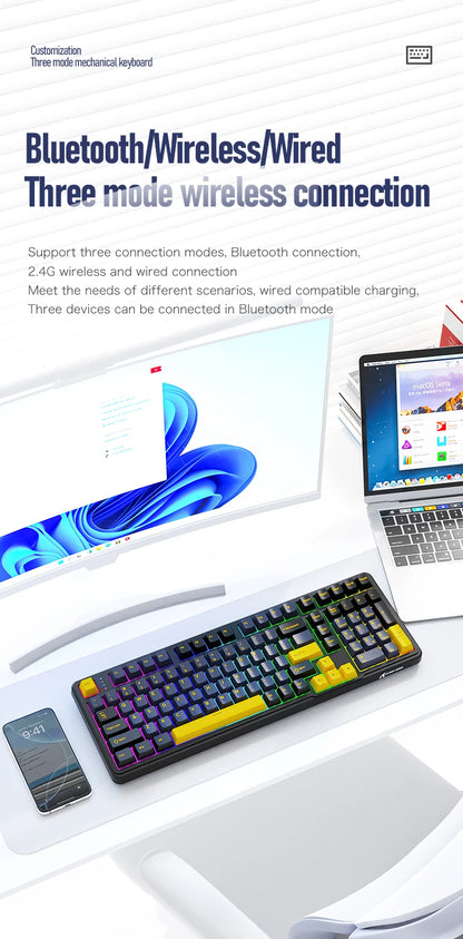 X98 Attack Shark Gaming Keyboard Wireless with Numeric Keypad,102Keys Hot-Swap RGB PBT Keycaps,4000mAh Battery,Support PC/Laptop