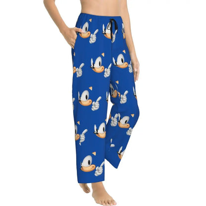 Custom Women Soniced Pajama Pants Printed Hedgehog Game Sleep Sleepwear Bottoms with Pockets