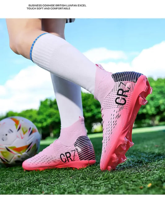 Chuteiras de Futebol de Treino TF com Pitons Longos, Resistentes ao Desgaste, Respiráveis, para Terreno Firme, Jogo ao Ar Livre e Treino