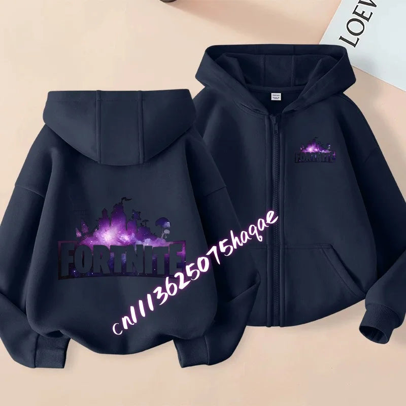 New Fortnites Children Hoodies Coat Cartoon Game Character Printed Zip Up Hoodie Child Autumn Jacket Winter Kids Boys Clothes