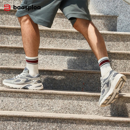 Baasploa Nieuwe hardloopschoenen voor heren, outdoor, modieus, lichtgewicht sportschoenen van mesh, casual herenschoenen, ademend, antislip wandelschoenen