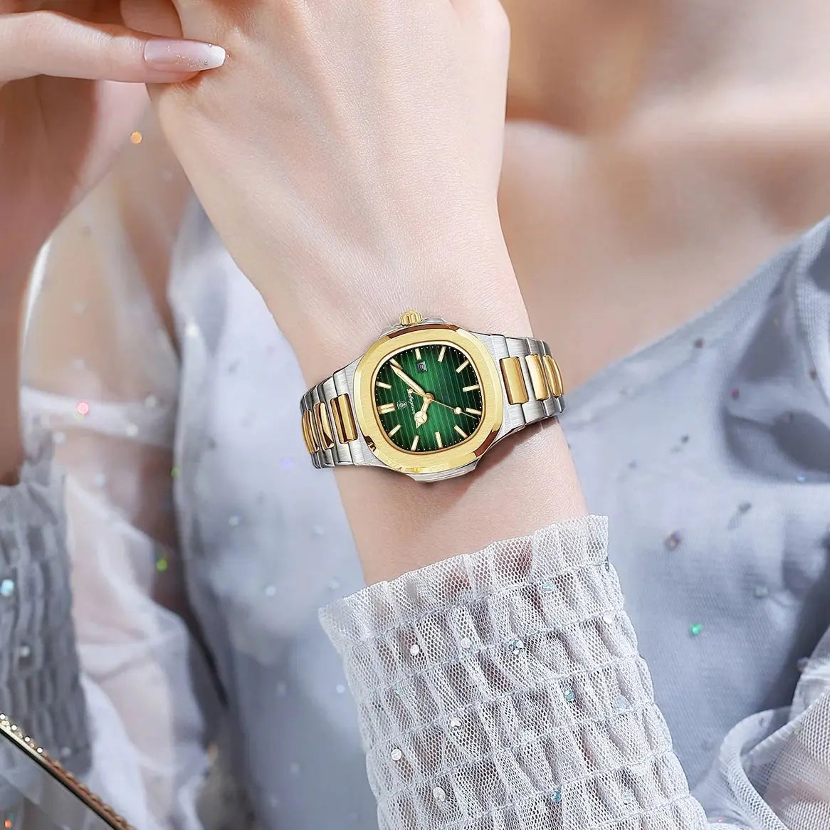 POEDAGAR Square Luxury Watch For Woman Waterproof Luminous Date Ladies Wristwatch Stainless Steel Fashion Quartz Women's Watches