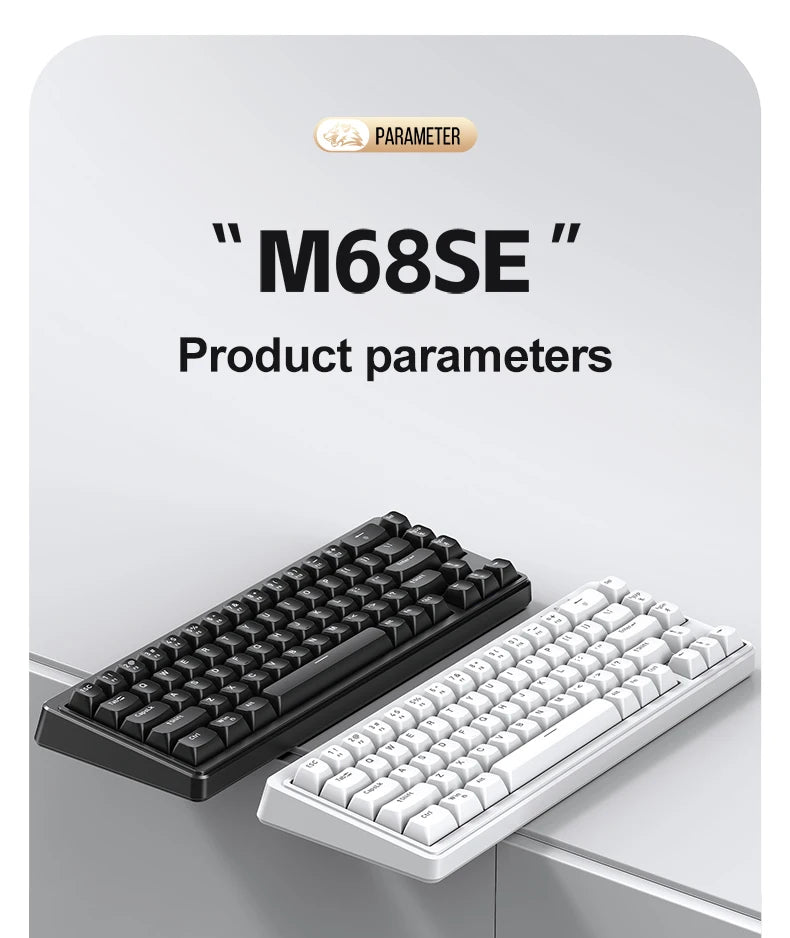 FREEWOLF M68SE Teclado con tacto mecánico de 68 teclas, mini teclado compacto con cable y silencioso para portátiles, gaming y uso de oficina