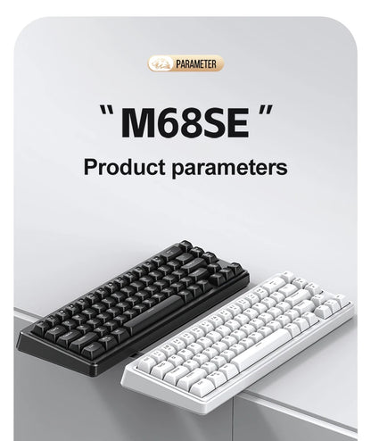 FREEWOLF M68SE Teclado con tacto mecánico de 68 teclas, mini teclado compacto con cable y silencioso para portátiles, gaming y uso de oficina