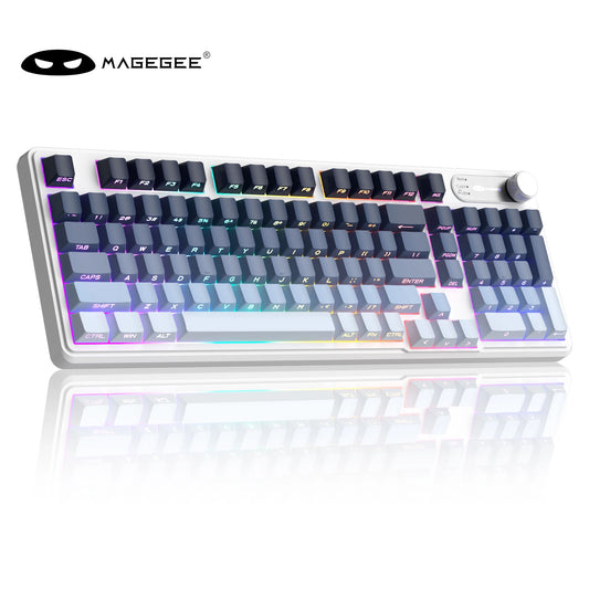 Magegee Gk960 Membrane Keyboard Wireless 2.4g Bt 98 Keys Abs Side Engraved Keycaps Adjustable Rgb Lights for Office Game Windows