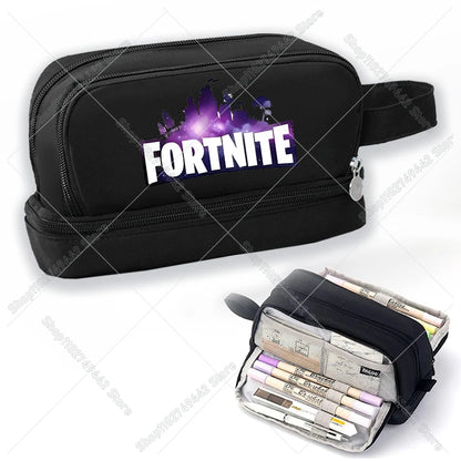 Žaidimų ir anime stiliaus Fortnites mokinio penalas, mielas penalas berniukams ir mergaitėms, didelės talpos nailoninis penalas rašikliams, mokyklinės kanceliarinės prekės vaikams