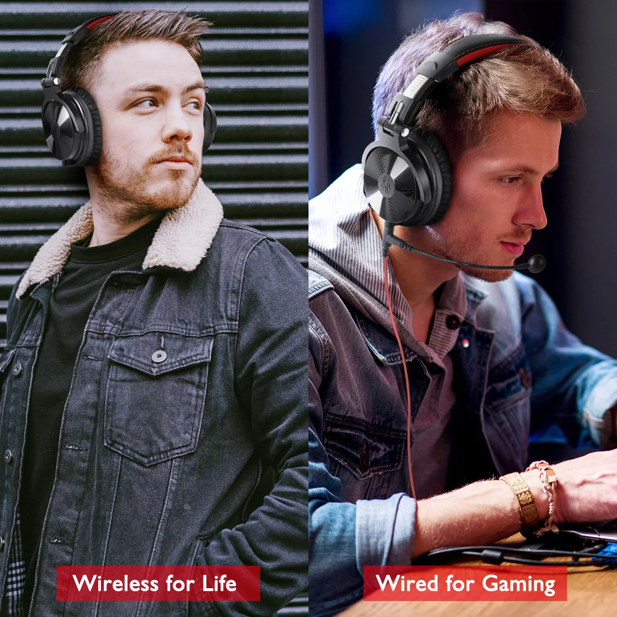 Cuffie da gaming wireless OneOdio Pro-M Bluetooth 5.2 HiFi stereo, autonomia 110H con microfono, bassi profondi, cuffie over-ear pieghevoli