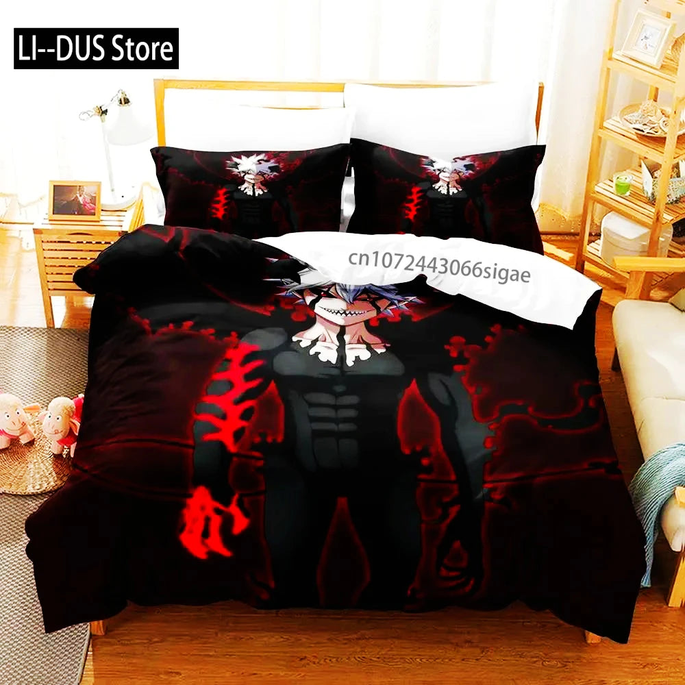 Black Clover Bedding Set Single Double Full Queen King Size Anime Duvet Cover Set For Adults Boys 2024 Quilt Cover Pillowcase