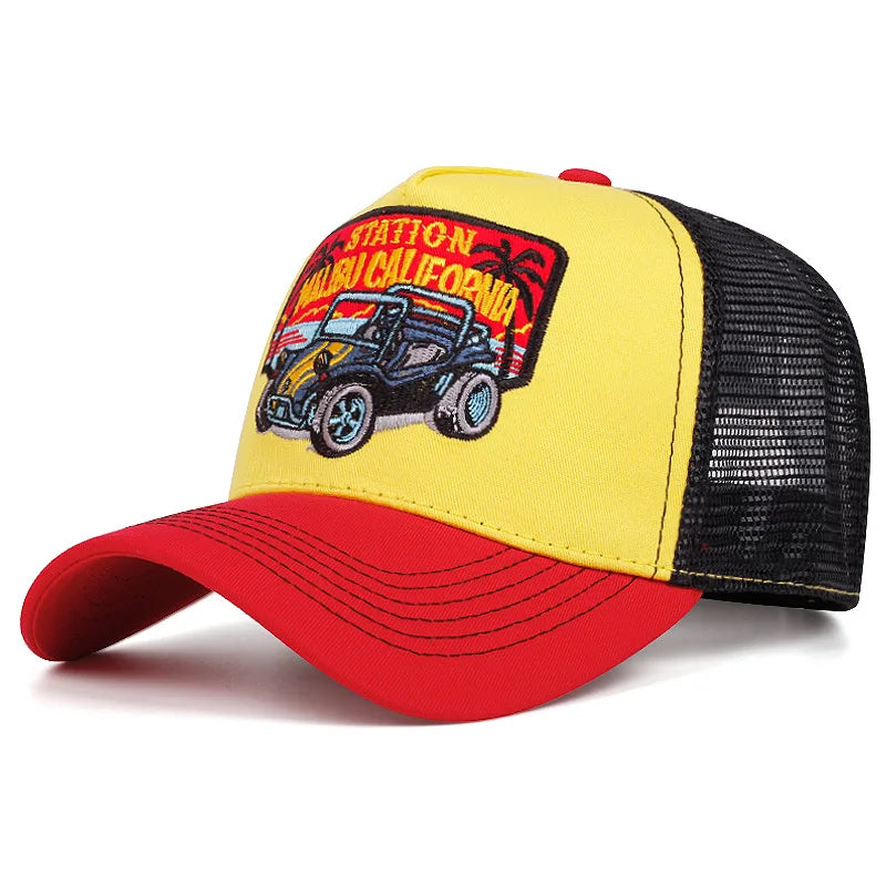 Modna czapka baseballowa z haftem orła dla mężczyzn i kobiet – letnia, oddychająca, z siateczką, z zatrzaskiem typu snapback, w stylu trucker