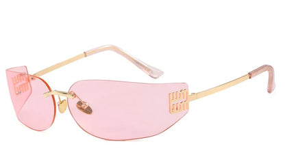 Light Luxury Frameless Curved Metal Sunglasses Personalized Y2k Fashion Women's Sunglasses Outdoor Leisure Vacation Sunglasses