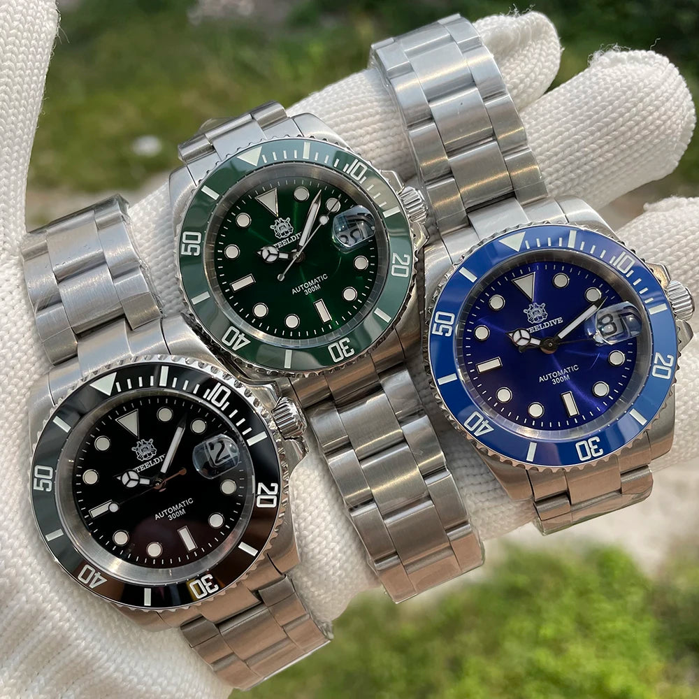 STEELDIVE SD1953 41MM Classic Water Ghost Calendar Magnifier NH35 Mechanical Movement BGW9 Super Luminous 30Bar Waterproof Watch