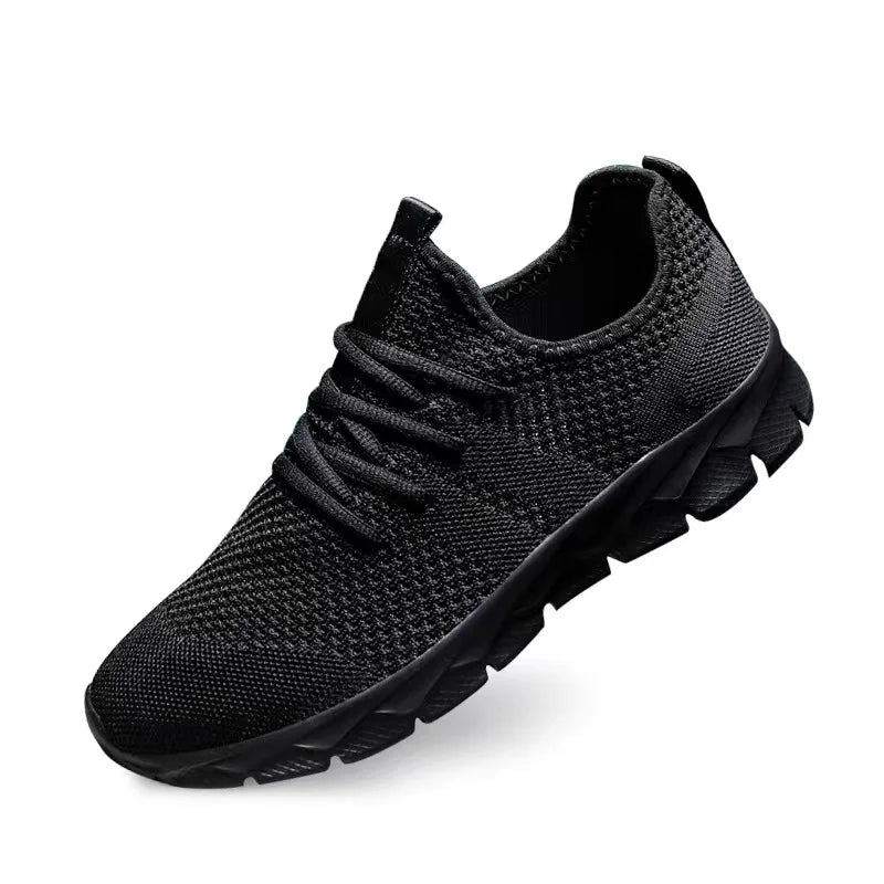 Sapatos de homem Four Seasons novos tamanhos grandes em malha Flyknit, leves e respiráveis, sapatilhas desportivas casuais com sola macia para corrida ao ar livre
