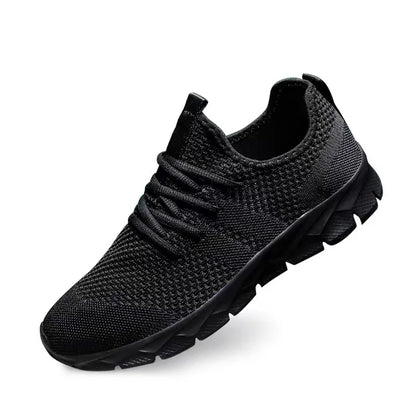 Sapatos de homem Four Seasons novos tamanhos grandes em malha Flyknit, leves e respiráveis, sapatilhas desportivas casuais com sola macia para corrida ao ar livre