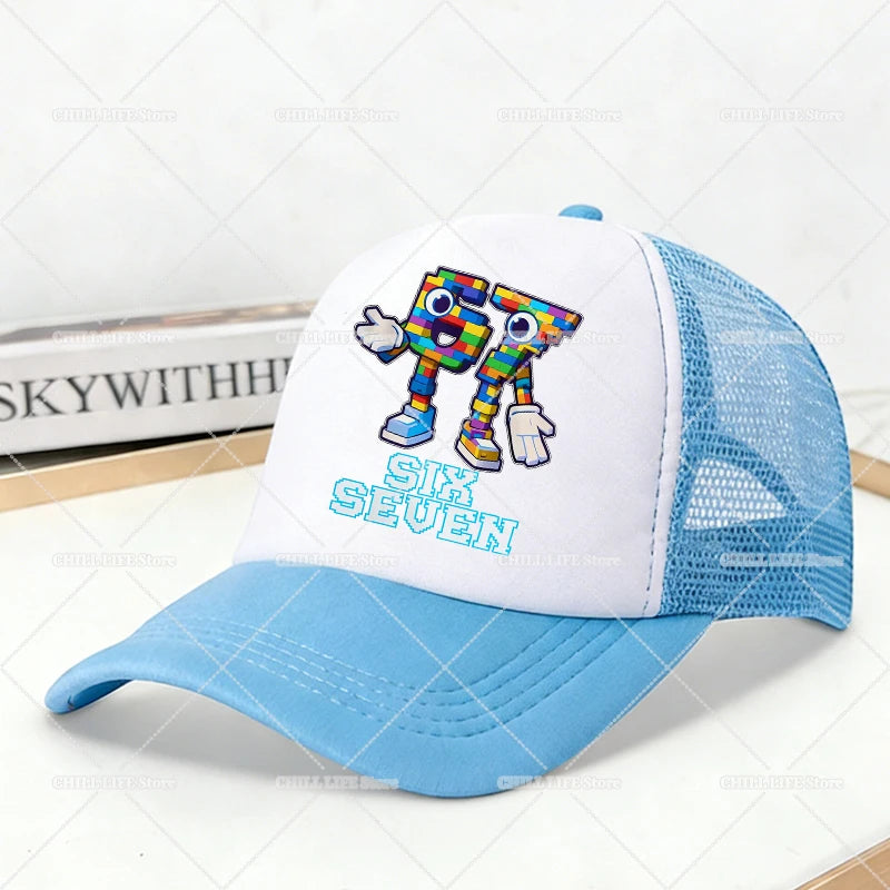 Steal A Brainrot Mesh Baseball Caps Cartoon 67 Six Seven Adult Kids Sports Hats Boys Girls Summer Outdoor Sunshade Peaked Caps