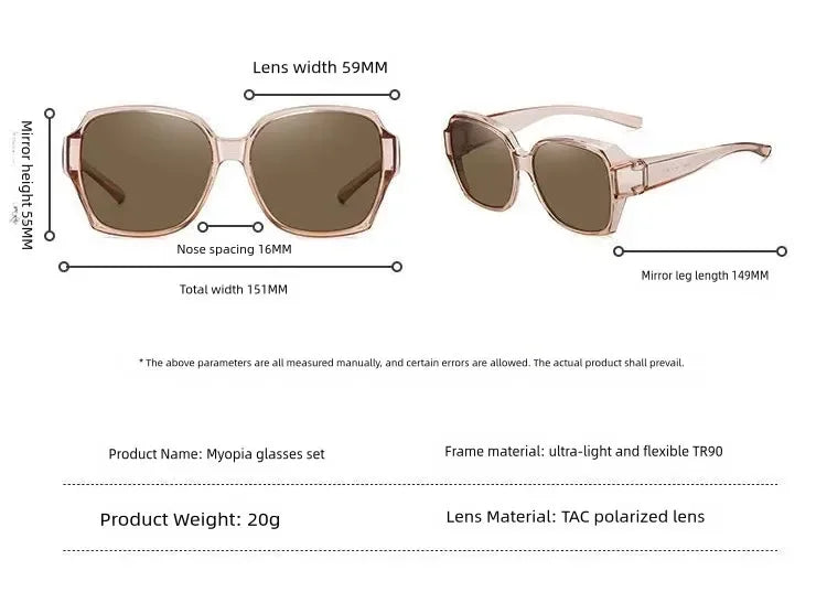 Fashion Round Polarized Sunglasses Cover Over Myopia Prescription Glasses Portable Men Women Vintage Fishing Driving Eyewear