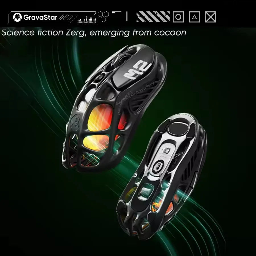 New GravaStar M1 M2 Wireless Magnesium Alloy Gaming Mouse PAW3395 4K 26000DPI Bluetooth 2.4G Wired Hollow Design Gamer Mouse