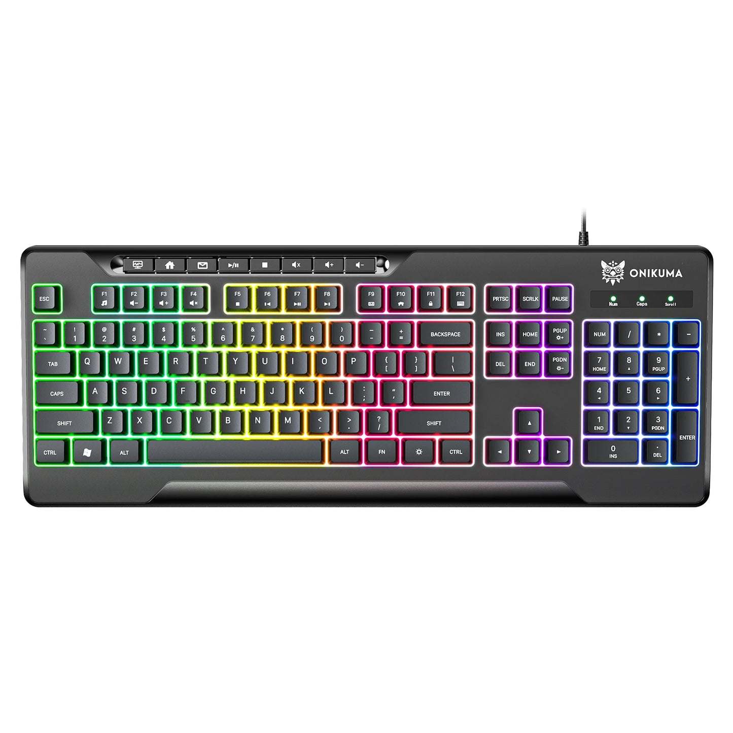 ONIKUMA G32 Wired Gaming Keyboard with RGB Backlit Matte Key Caps 104 Keys Membrane Gaming Keyboards for PC Gamer