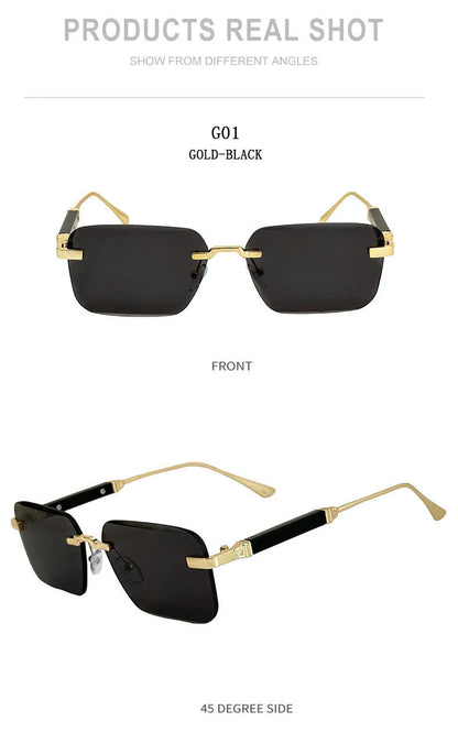 Čtvercové sluneční brýle pro ženy, trendy vintage designové bezrámové sluneční brýle pro muže, módní brýle na dovolenou, Lentes De Sol Mujer