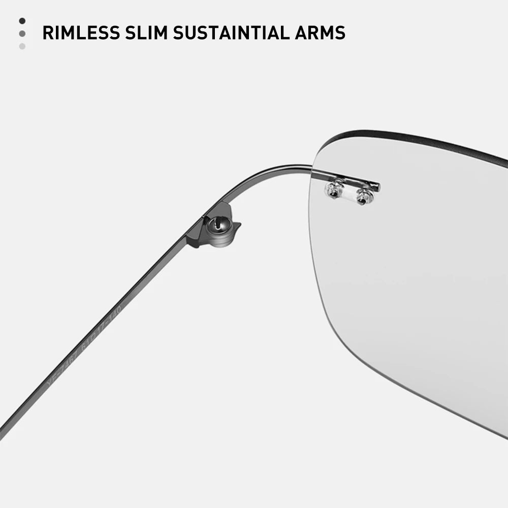 CAPONI Square Sun Glasses For Men Photochromic Polarized Rimless Sunglasses Classic Design High Quality Eyewear UV400 BS7467