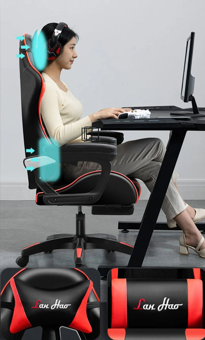 Ergonomic Gaming Chair for Home Office, Comfortable Esports Gamer Chair with Adjustable Armrests, Swivel Computer Desk Chair with Wheels