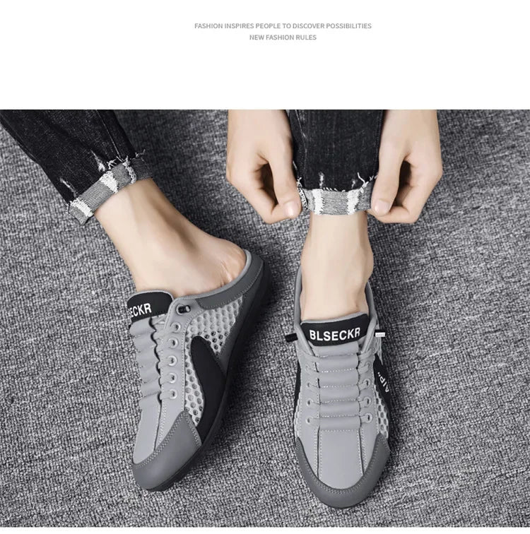 Sapatilhas desportivas casuais slip-on com atacadores para homem, em malha respirável, unissexo, para primavera e outono, corte baixo, sola plana e calçar rápido e fácil