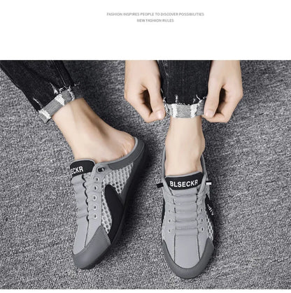 Sapatilhas desportivas casuais slip-on com atacadores para homem, em malha respirável, unissexo, para primavera e outono, corte baixo, sola plana e calçar rápido e fácil